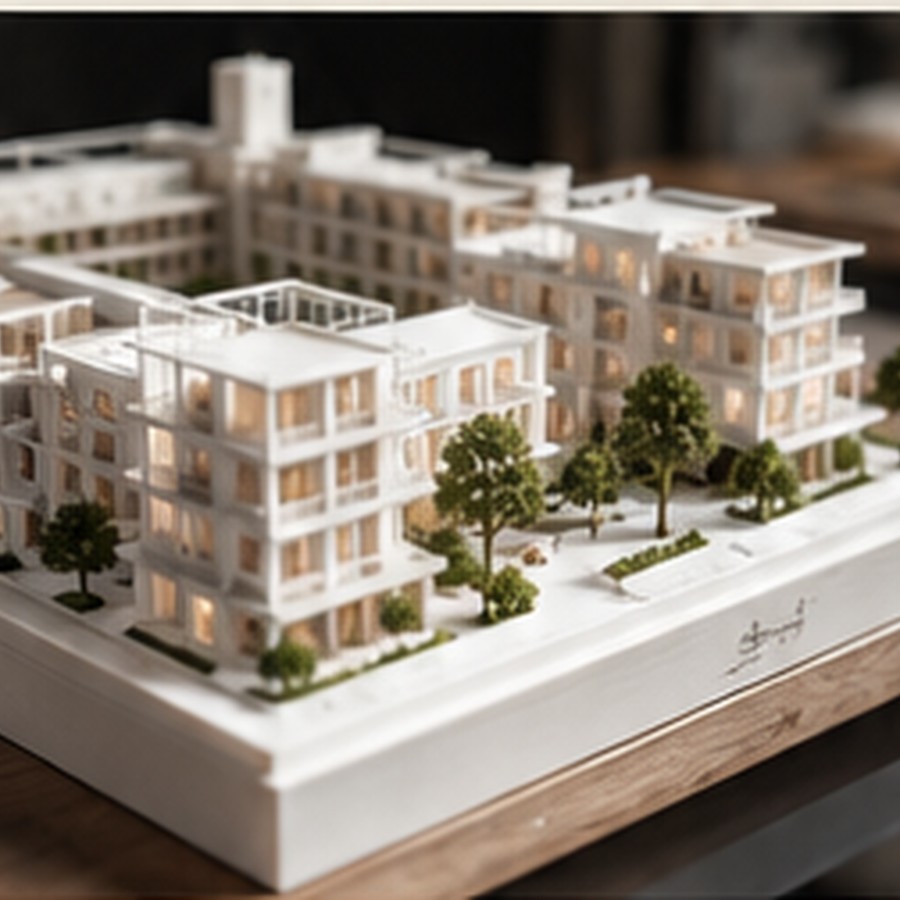 Contemporary architectural model 3D-printed as a concept visual